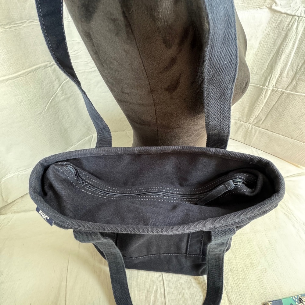 Lands End Canvas Zip Top Carry All Tote Bag Radiant Navy Blue 505515 - Picture 3 of 8